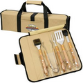 5 Pc BBQ Set (Bamboo) in Roll-Up Case